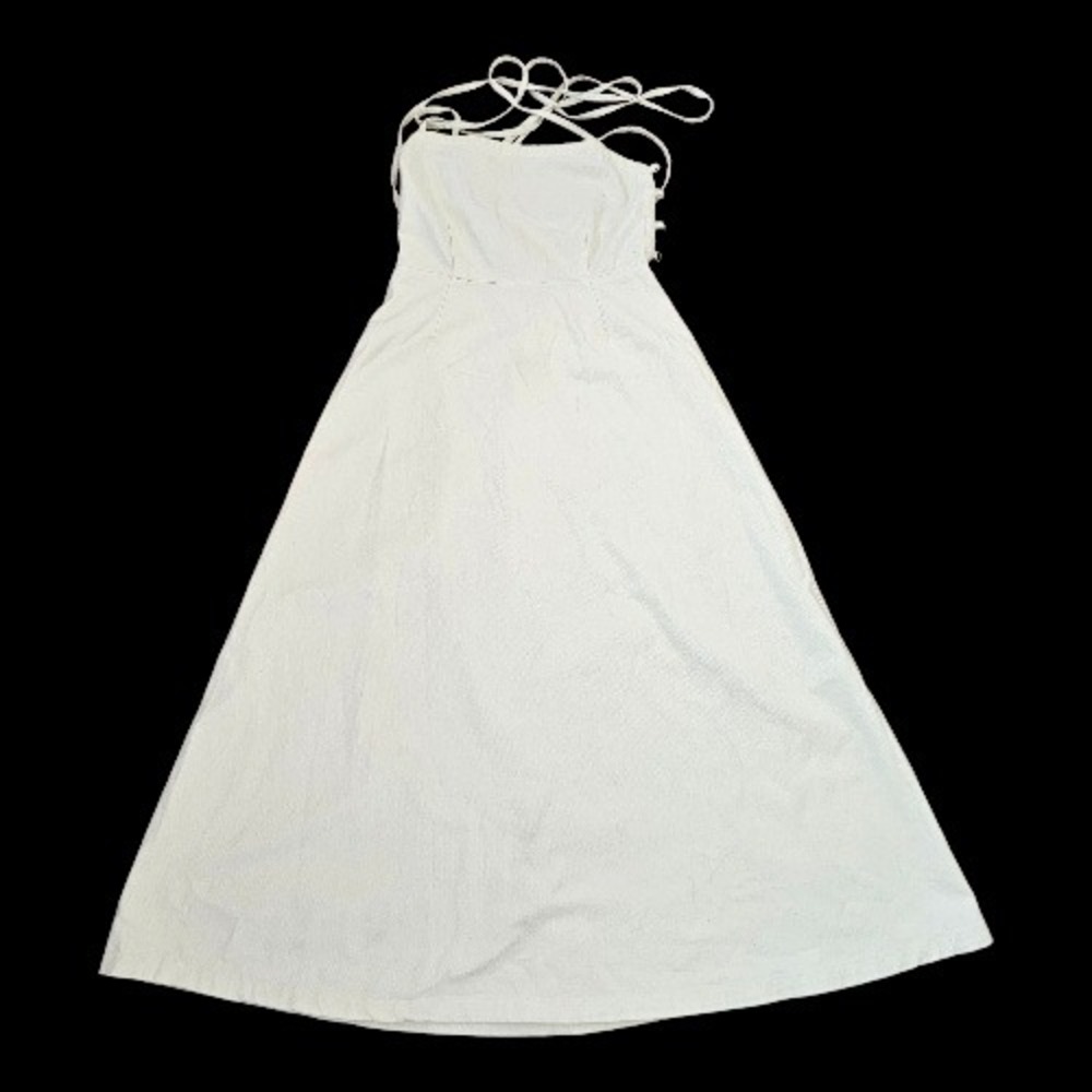 Women's White Midi Dress with Strappy Halter